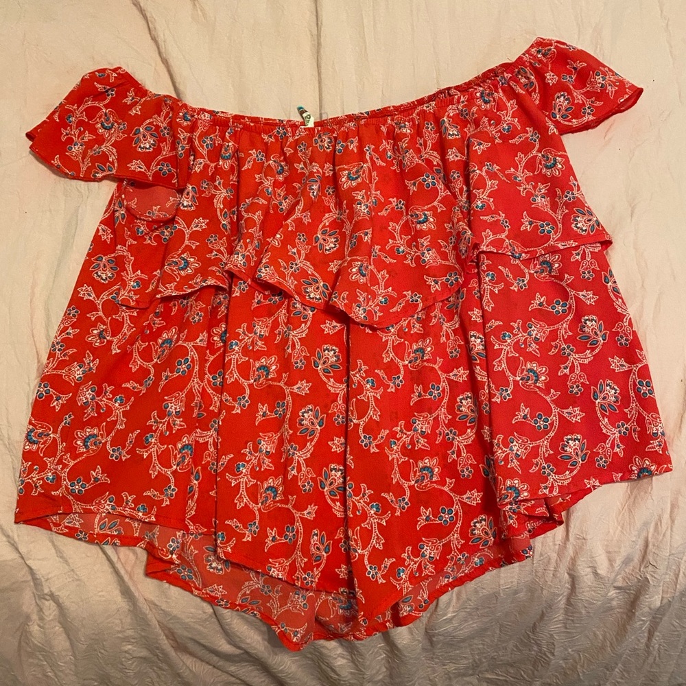 Off the shoulder pink blouse